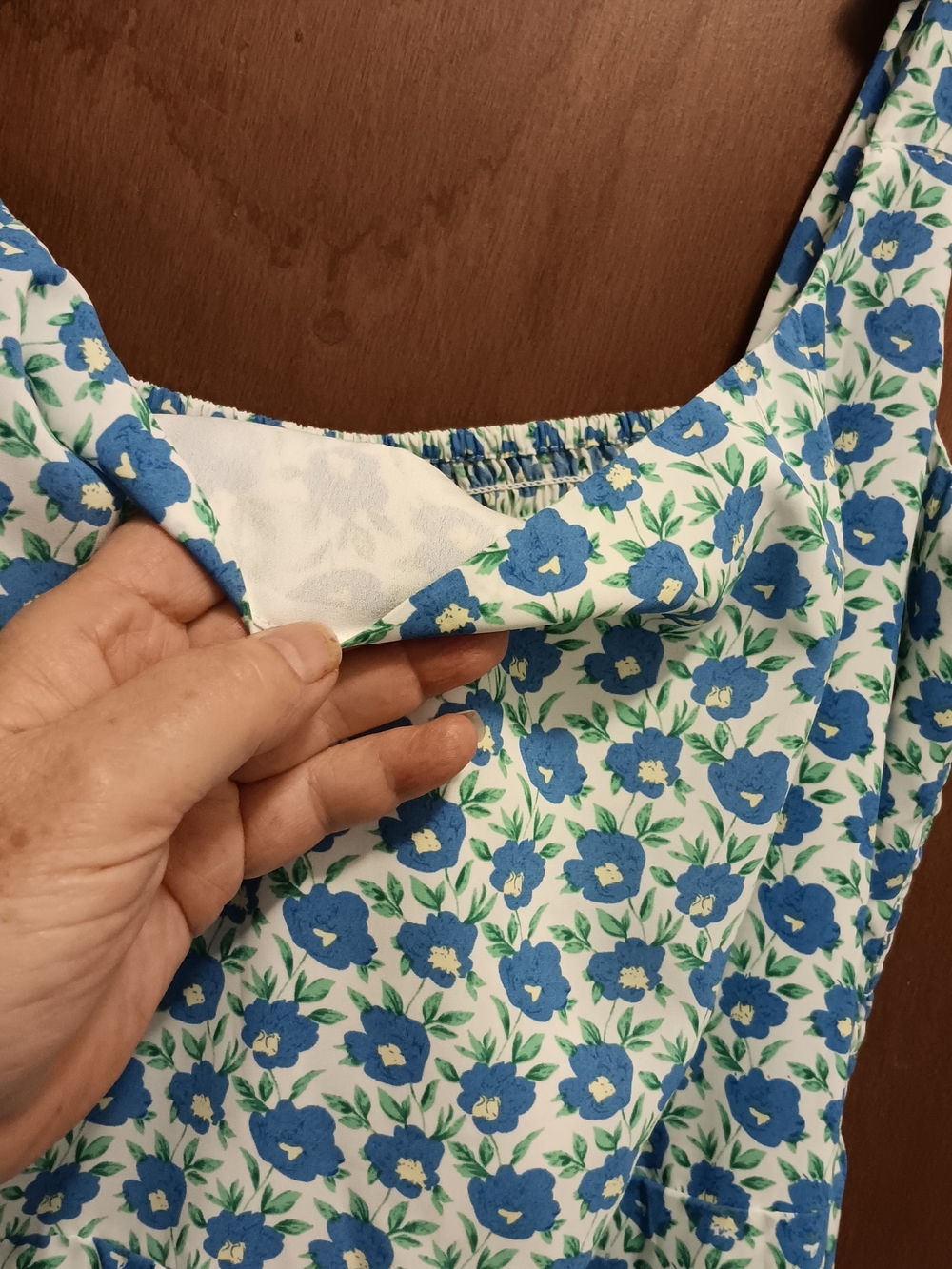 Lush Blue and White Floral Tie-Shoulder Lined Summer Midi Dress - Picture 3 of 7